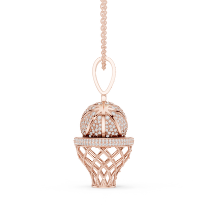 Basketball Icon Pendant Chain | Diamond Iced Luxury | Powerful Hip Hop Statement Necklace