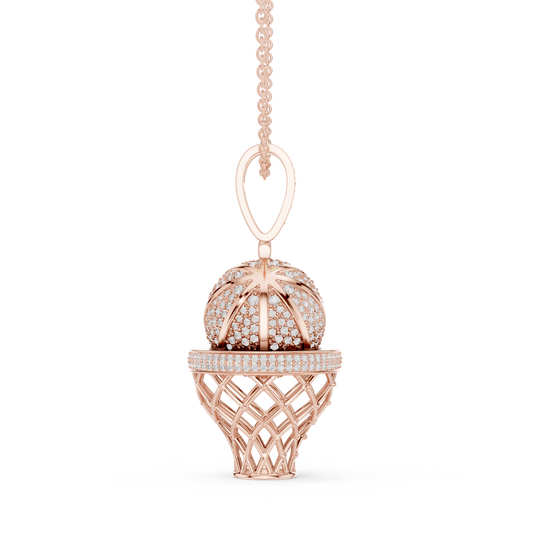 Basketball Icon Pendant Chain | Diamond Iced Luxury | Powerful Hip Hop Statement Necklace