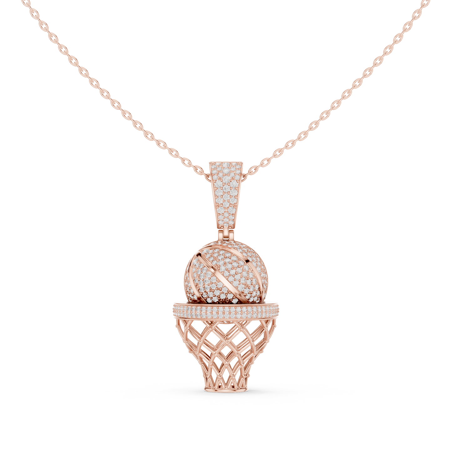 Basketball Icon Pendant Chain | Diamond Iced Luxury | Powerful Hip Hop Statement Necklace