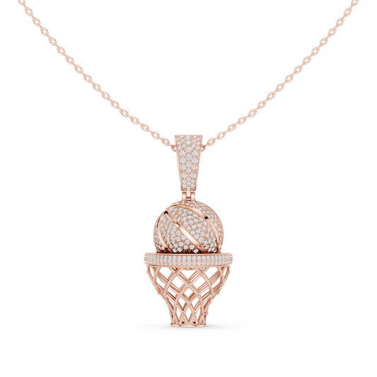 Basketball Icon Pendant Chain | Diamond Iced Luxury | Powerful Hip Hop Statement Necklace