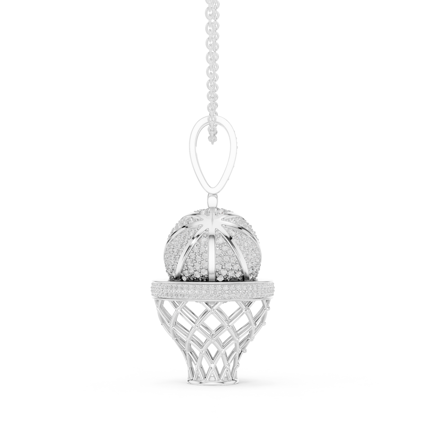 Basketball Icon Pendant Chain | Diamond Iced Luxury | Powerful Hip Hop Statement Necklace