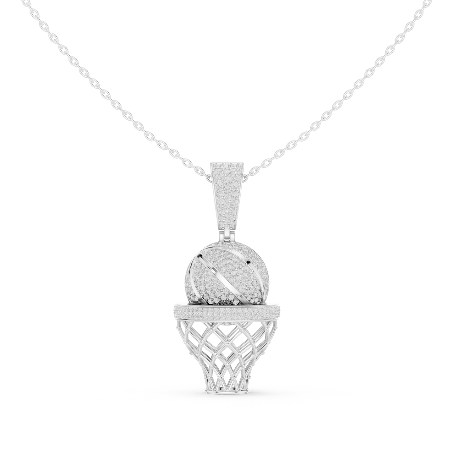 Basketball Icon Pendant Chain | Diamond Iced Luxury | Powerful Hip Hop Statement Necklace