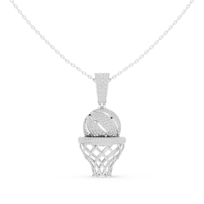 Basketball Icon Pendant Chain | Diamond Iced Luxury | Powerful Hip Hop Statement Necklace