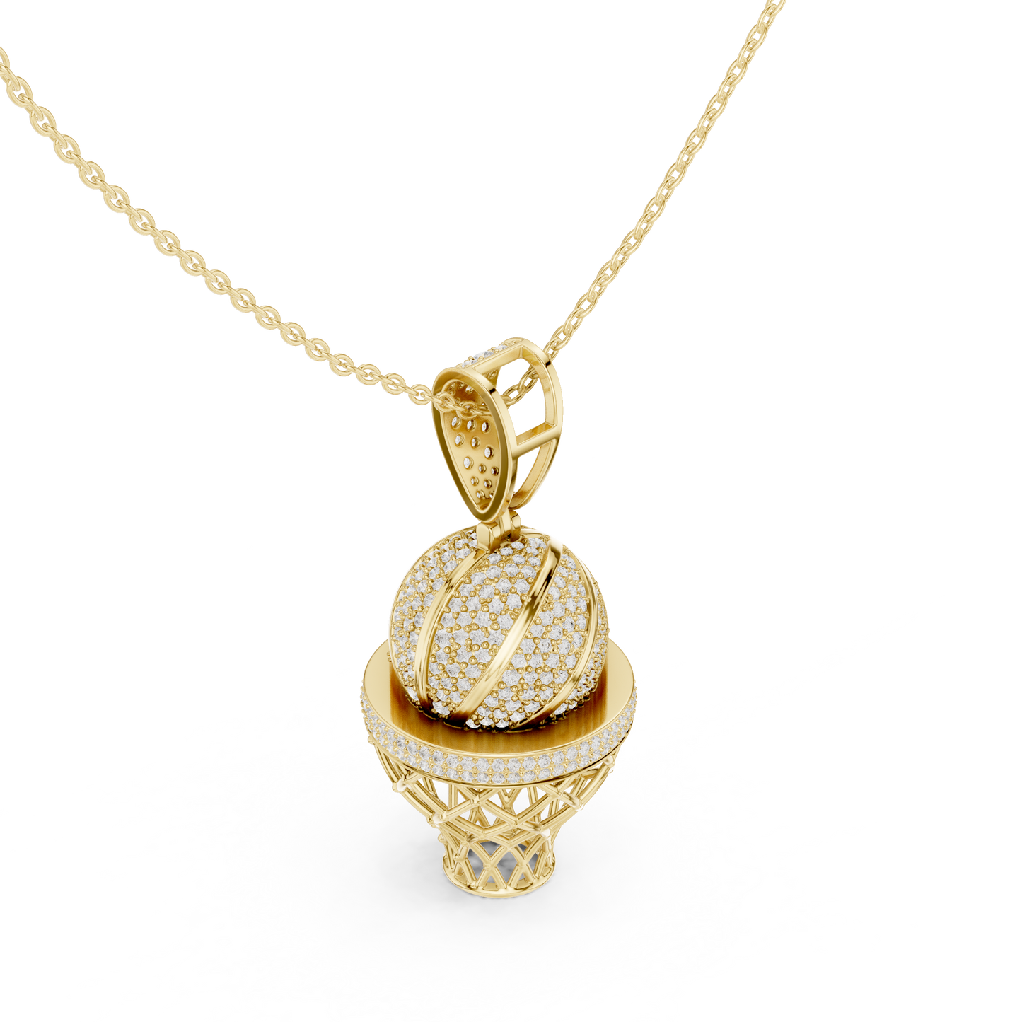 Basketball Icon Pendant Chain | Diamond Iced Luxury | Powerful Hip Hop Statement Necklace
