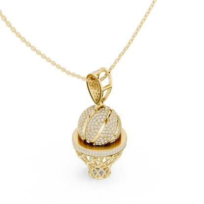 Basketball Icon Pendant Chain | Diamond Iced Luxury | Powerful Hip Hop Statement Necklace