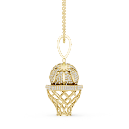 Basketball Icon Pendant Chain | Diamond Iced Luxury | Powerful Hip Hop Statement Necklace
