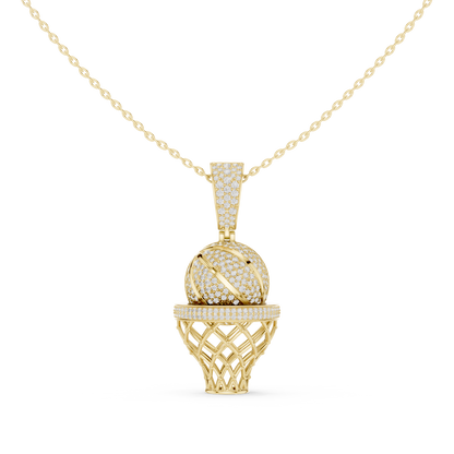 Basketball Icon Pendant Chain | Diamond Iced Luxury | Powerful Hip Hop Statement Necklace