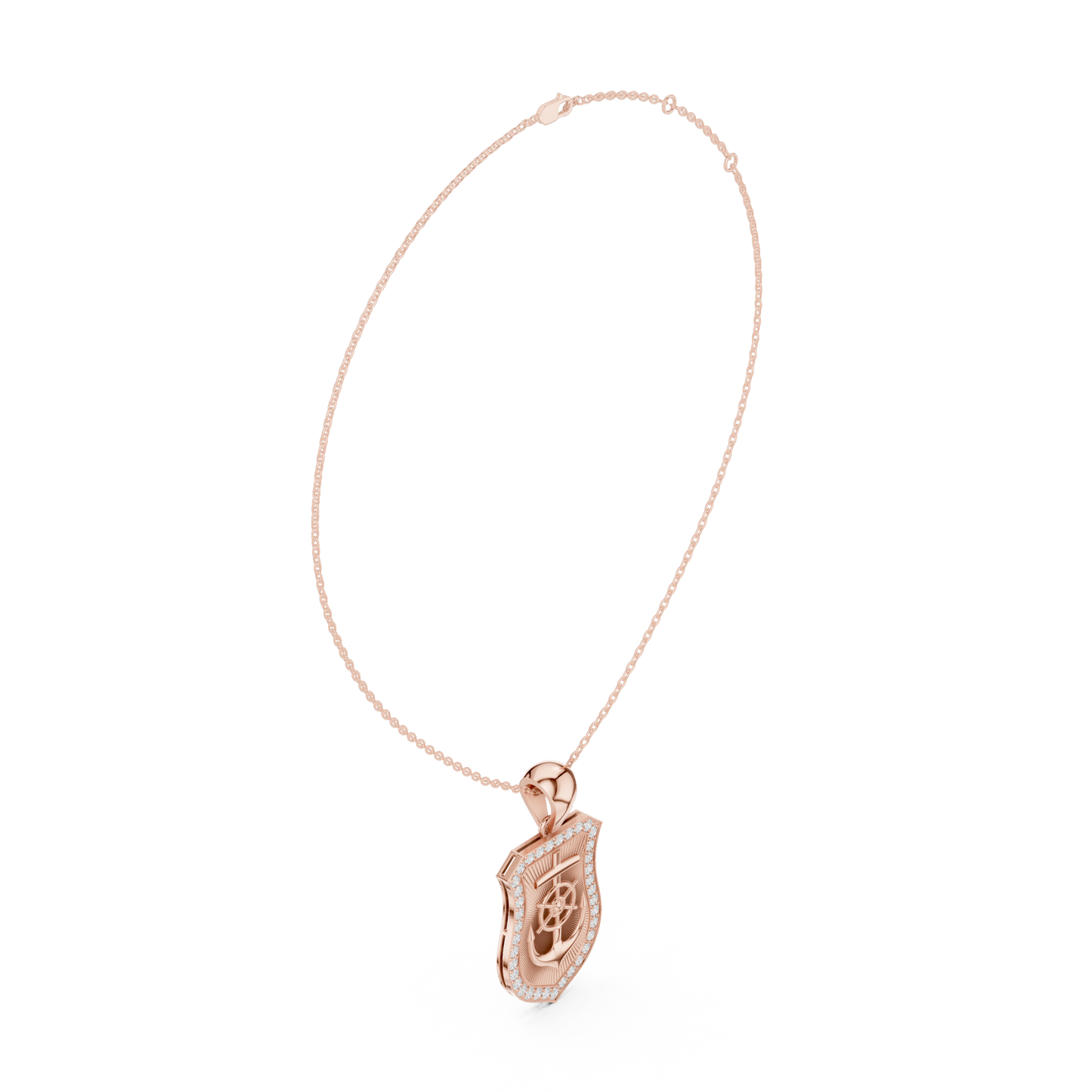 Nautical Anchor Shield Pendant | Diamond Studded Luxury Necklace | Bold Unisex Symbolic Jewelry Gift