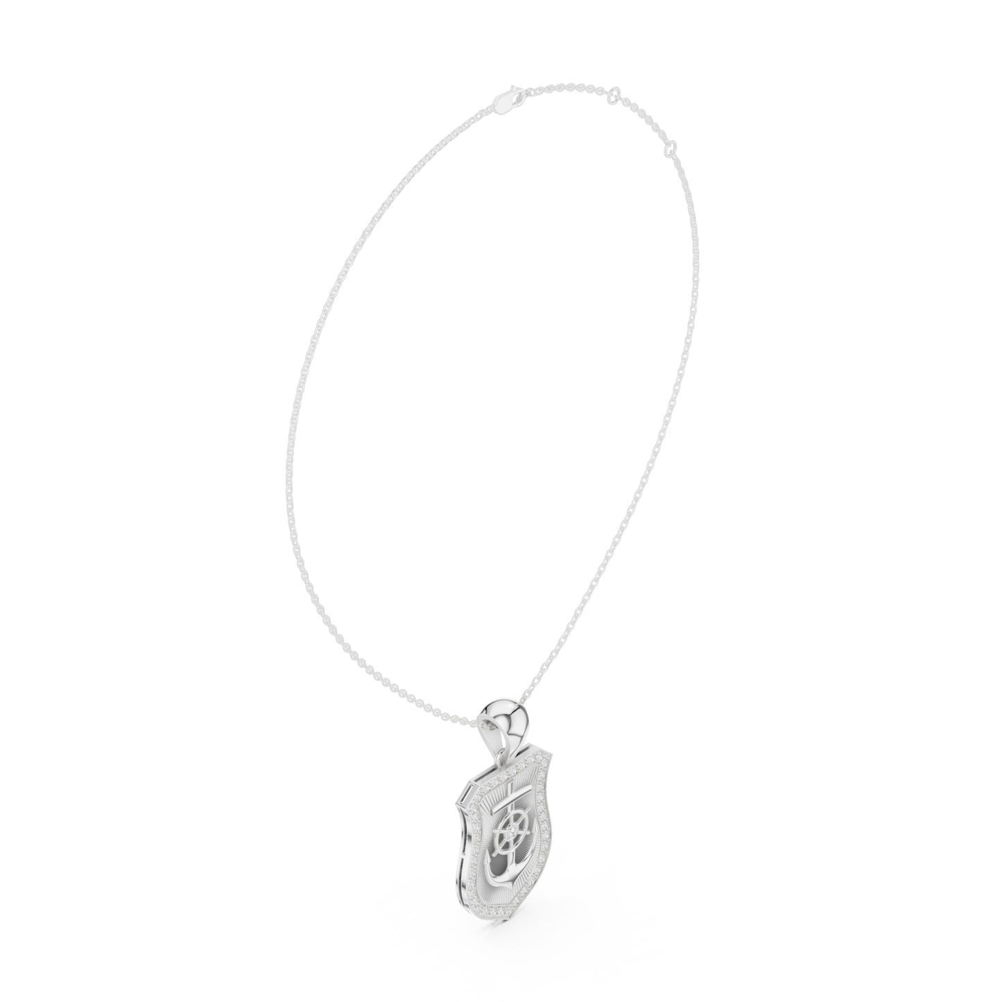 Nautical Anchor Shield Pendant | Diamond Studded Luxury Necklace | Bold Unisex Symbolic Jewelry Gift