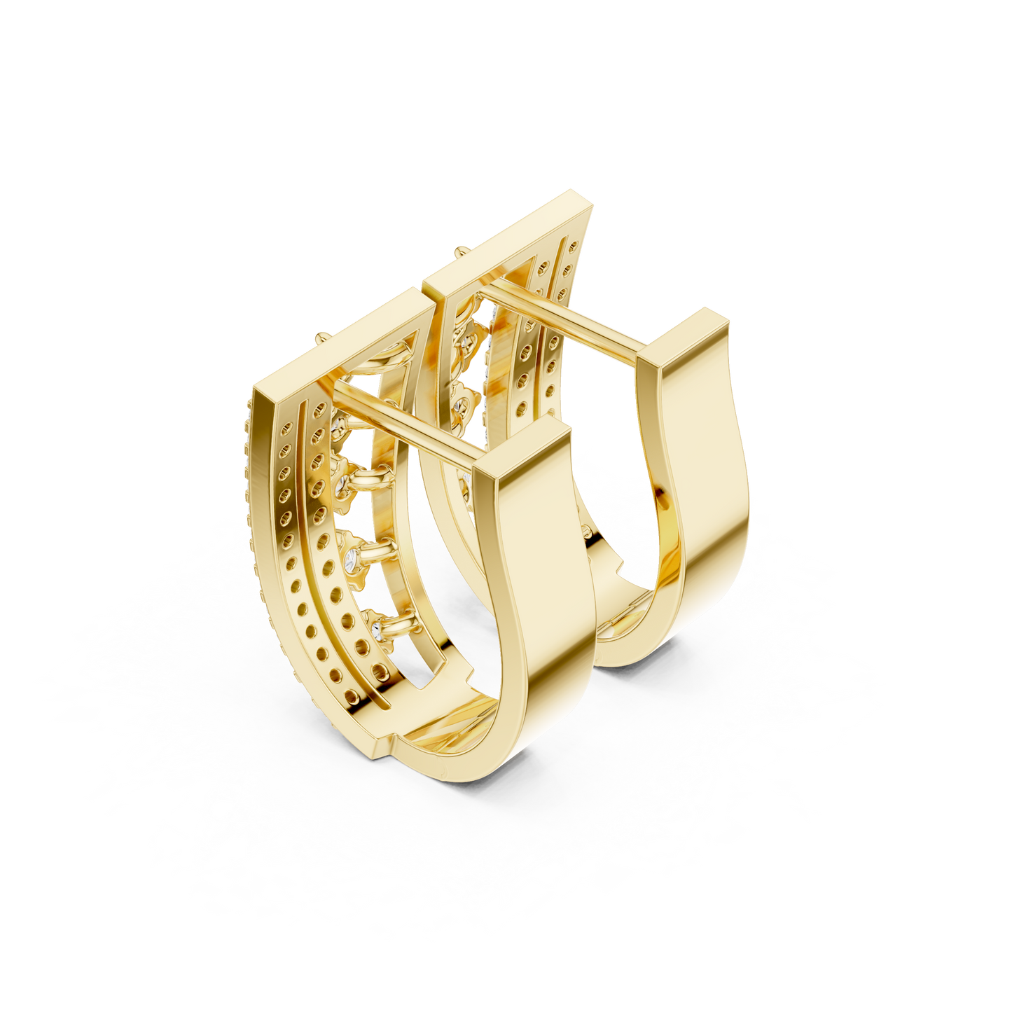 Neo-Couture Diamond Earrings | Precision-Set Luxury Gold | Limited Atelier Diamond Earrings | Contemporary Gold Heirloom