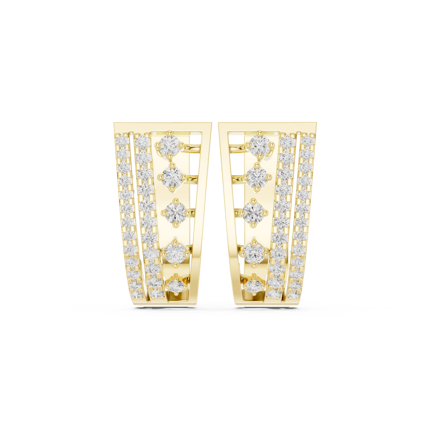 Neo-Couture Diamond Earrings | Precision-Set Luxury Gold | Limited Atelier Diamond Earrings | Contemporary Gold Heirloom