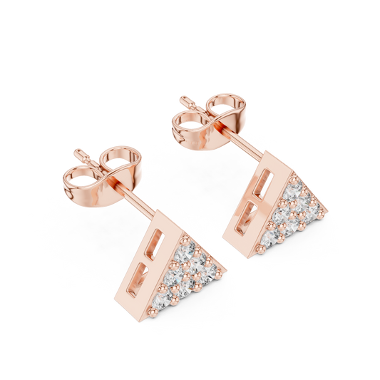 Triangle Diamond Stud Earrings, Pavé CZ Studs, Minimalist Geometric Earrings, 14K Gold Stud Earrings, Everyday Dainty Jewelry