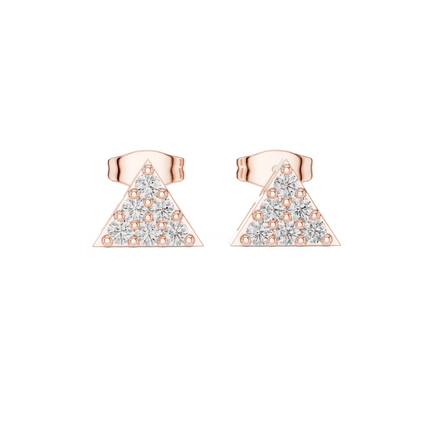 Triangle Diamond Stud Earrings, Pavé CZ Studs, Minimalist Geometric Earrings, 925 Sterling Silver  Stud Earrings, Everyday Dainty Jewelry