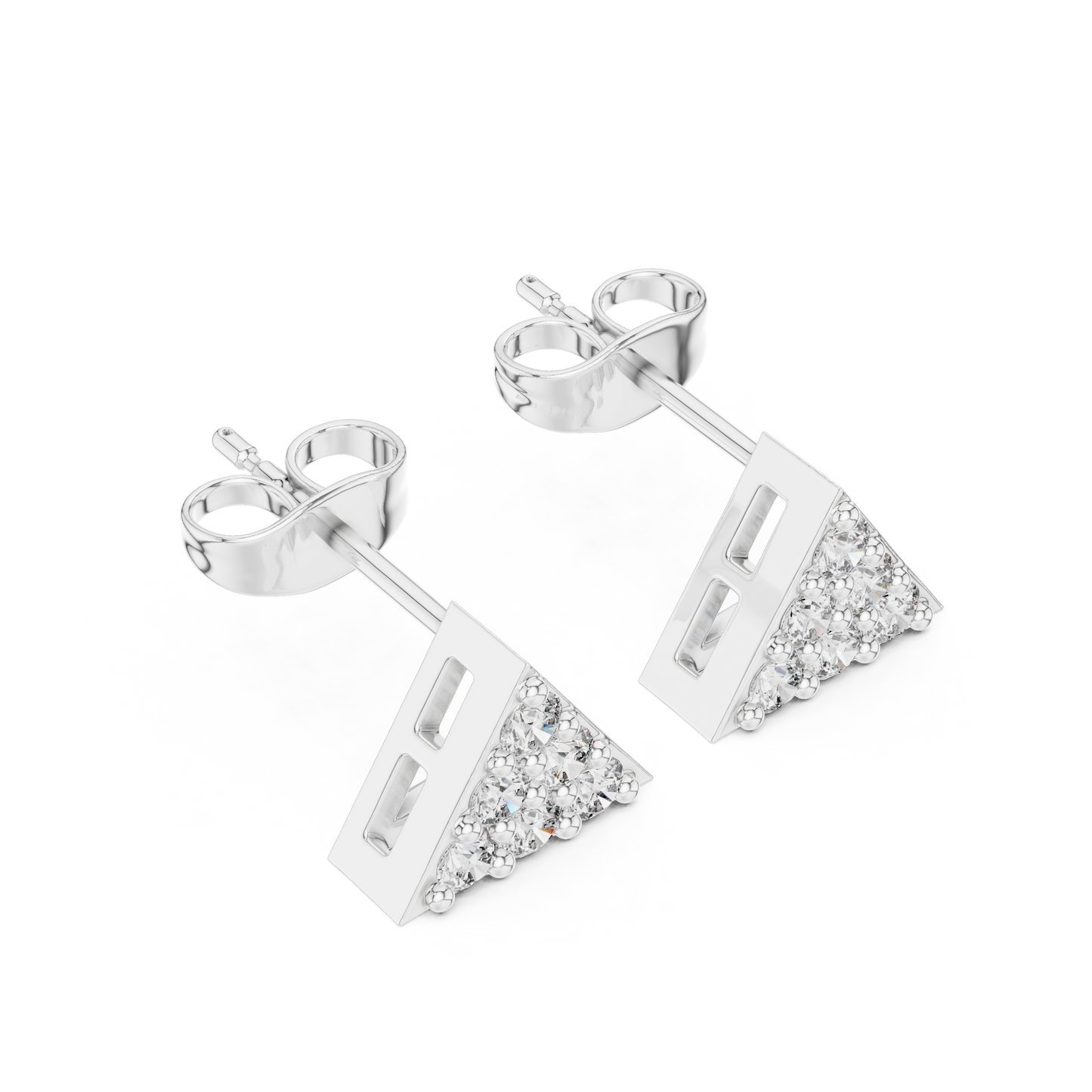 Triangle Diamond Stud Earrings, Pavé CZ Studs, Minimalist Geometric Earrings, 925 Sterling Silver  Stud Earrings, Everyday Dainty Jewelry