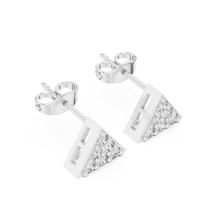 Triangle Diamond Stud Earrings, Pavé CZ Studs, Minimalist Geometric Earrings, 925 Sterling Silver  Stud Earrings, Everyday Dainty Jewelry