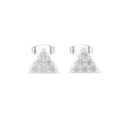 Triangle Diamond Stud Earrings, Pavé CZ Studs, Minimalist Geometric Earrings, 925 Sterling Silver  Stud Earrings, Everyday Dainty Jewelry