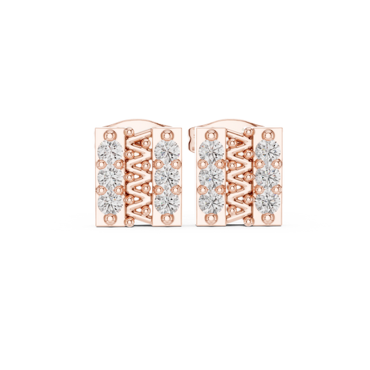 Vintage Inspired Diamond Earring – Classic 925 Sterling Silver Engagement Earring , Timeless Bridal Jewelry