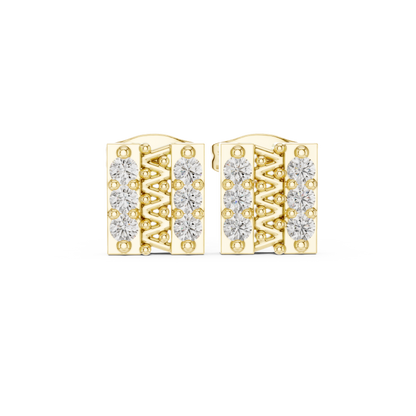 Vintage Inspired Diamond Earring – Classic 925 Sterling Silver Engagement Earring , Timeless Bridal Jewelry