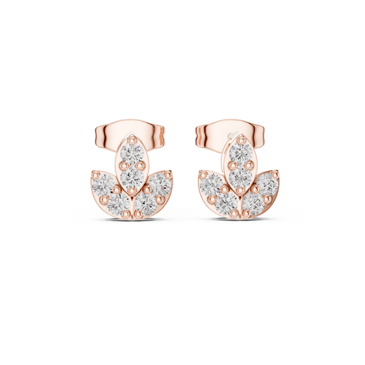 Investment-Grade Diamond Stud Earrings, Floral Silver Heirloom Jewelry - Collector’s Edition Diamond Flower Studs in Silver Gold Plated