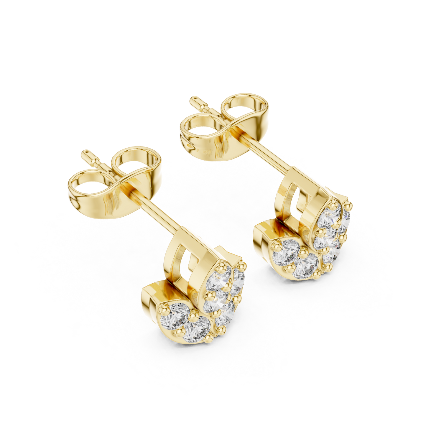 Investment-Grade Diamond Stud Earrings, Floral Gold Heirloom Jewelry - Collector’s Edition Diamond Flower Studs in Solid Gold