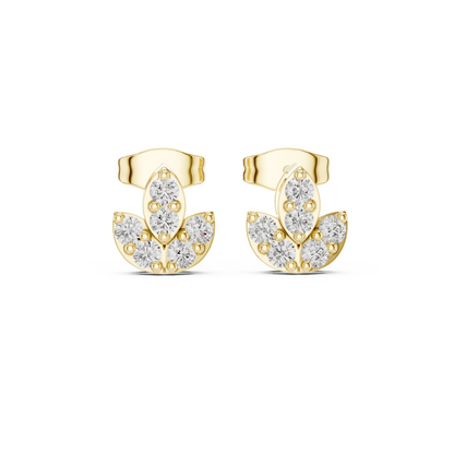 Investment-Grade Diamond Stud Earrings, Floral Gold Heirloom Jewelry - Collector’s Edition Diamond Flower Studs in Solid Gold