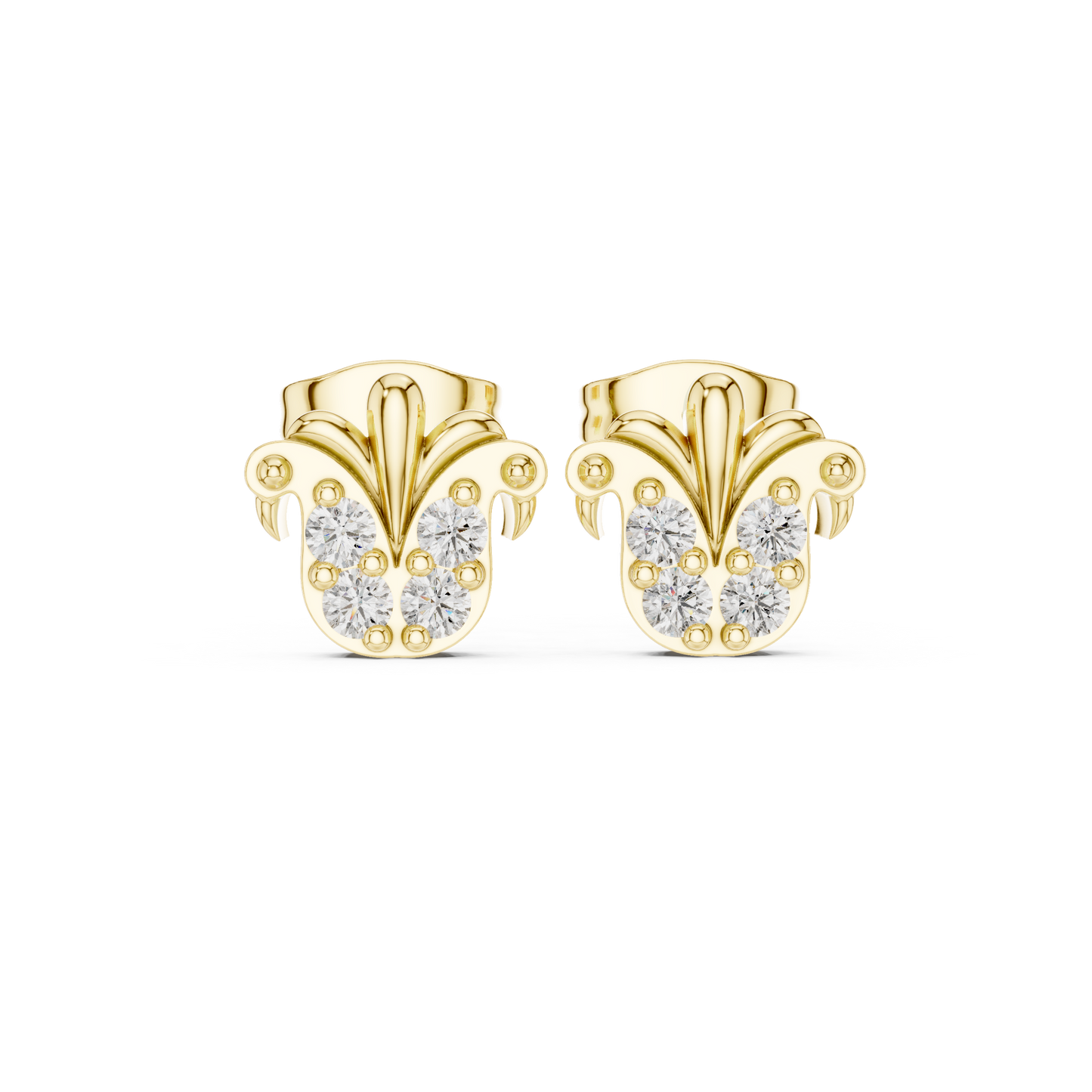Quiet Luxury Diamond Studs | Hand-Finished Gold Cluster Earrings |  Small Diamond Stud Earrings | Modern Gold Cluster Earrings Bridal Jewelry
