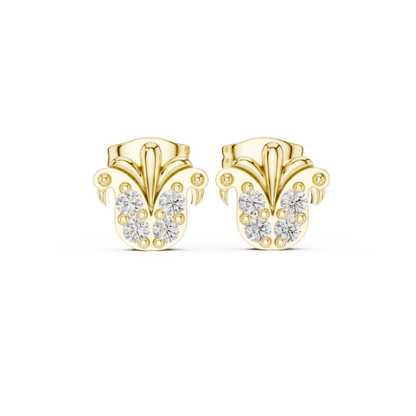 Quiet Luxury Diamond Studs | Hand-Finished Gold Cluster Earrings |  Small Diamond Stud Earrings | Modern Gold Cluster Earrings Bridal Jewelry