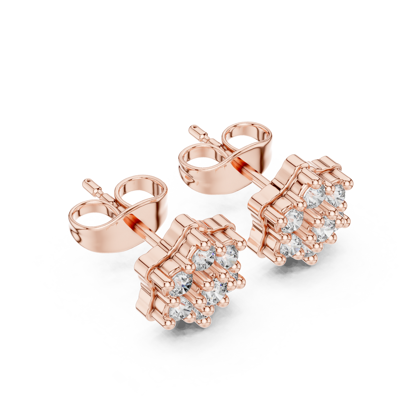 Contemporary Heirloom Diamond Studs | 925 Sterling Silver Blossom Cluster | Elevated Everyday Luxury