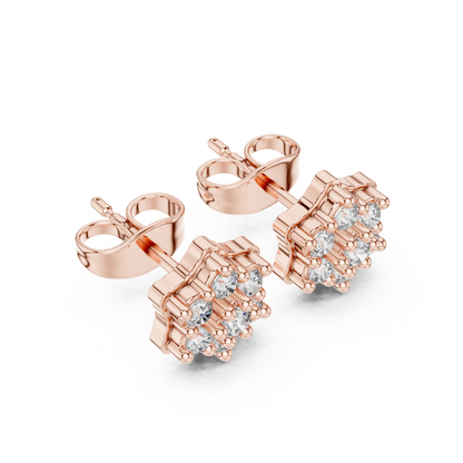 Contemporary Heirloom Diamond Studs | 925 Sterling Silver Blossom Cluster | Elevated Everyday Luxury