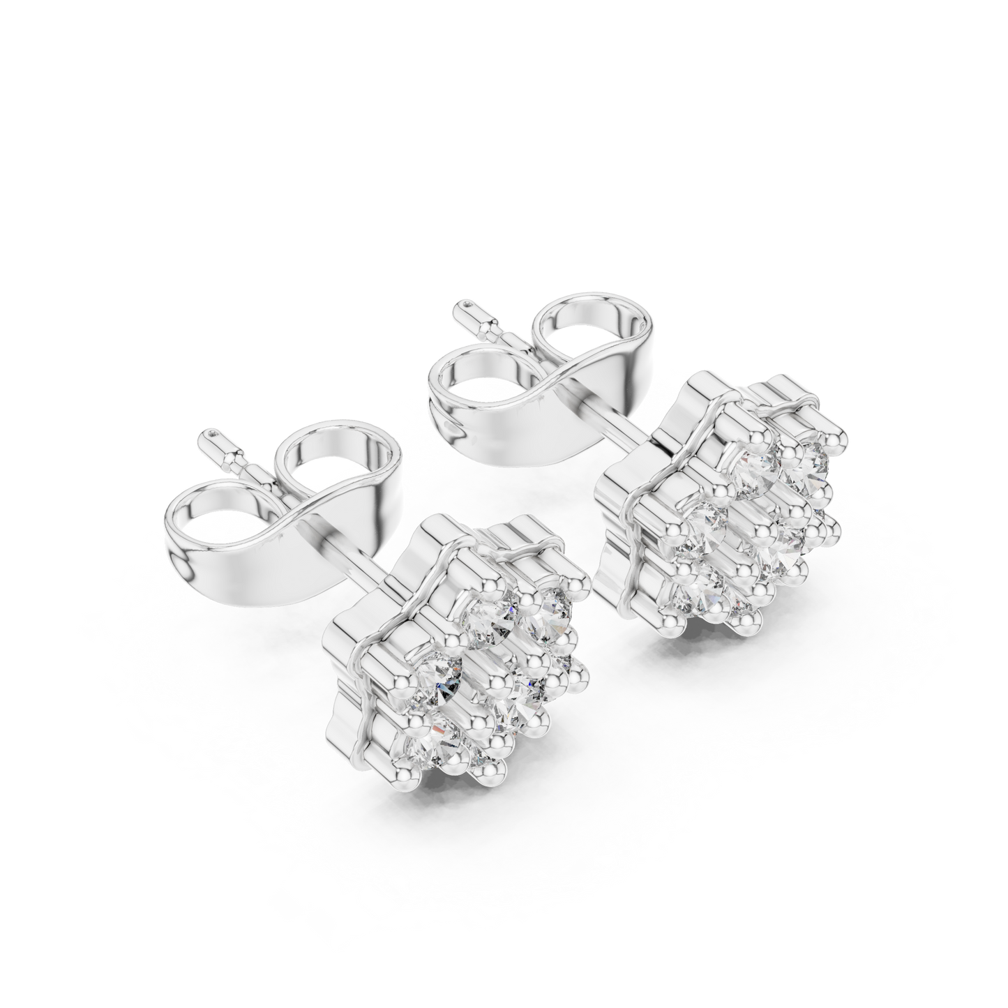 Contemporary Heirloom Diamond Studs | 925 Sterling Silver Blossom Cluster | Elevated Everyday Luxury