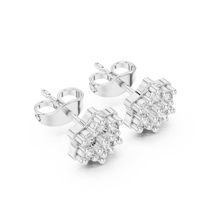 Contemporary Heirloom Diamond Studs | 925 Sterling Silver Blossom Cluster | Elevated Everyday Luxury