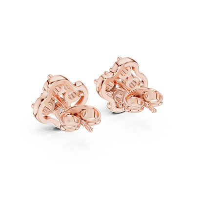 Luminous Floral Diamond Stud Earrings | Prestige Silver Fine Jewelry | Refined Petal Diamond Stud Earrings | High Polish Luxury Silver Jewelry
