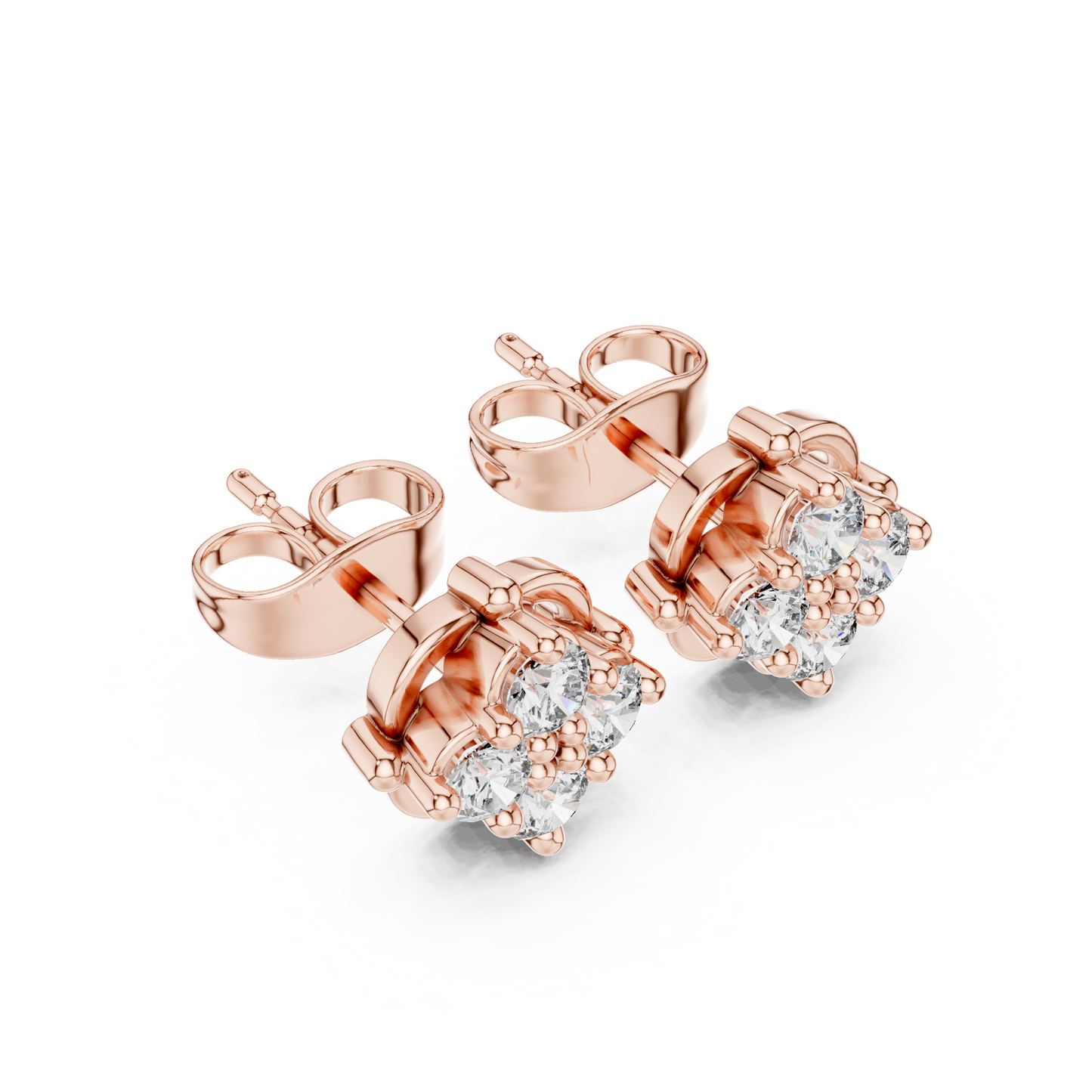 Everyday Diamond Stud Earrings | Floral Cluster Gold Earrings | Understated Luxury Look