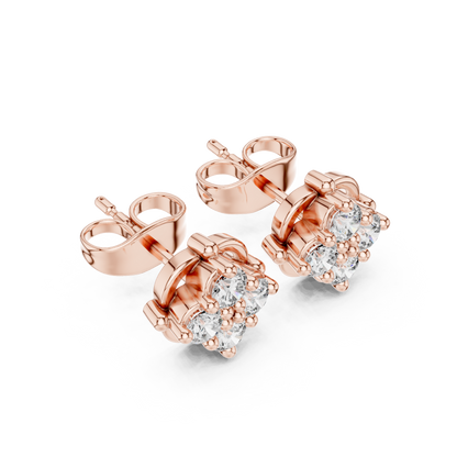 Everyday Diamond Stud Earrings | Floral Cluster Gold Earrings | Understated Luxury Look
