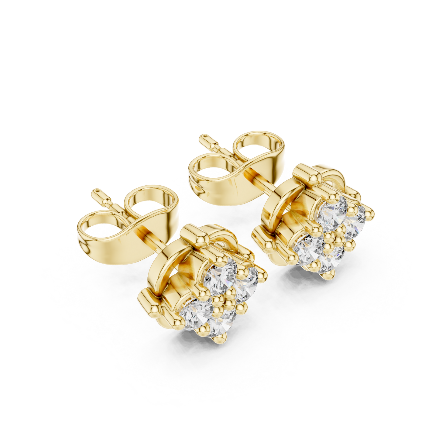 Everyday Diamond Stud Earrings | Floral Cluster Gold Earrings | Understated Luxury Look