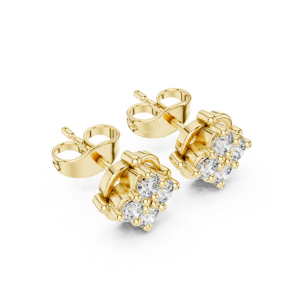 Everyday Diamond Stud Earrings | Floral Cluster Gold Earrings | Understated Luxury Look