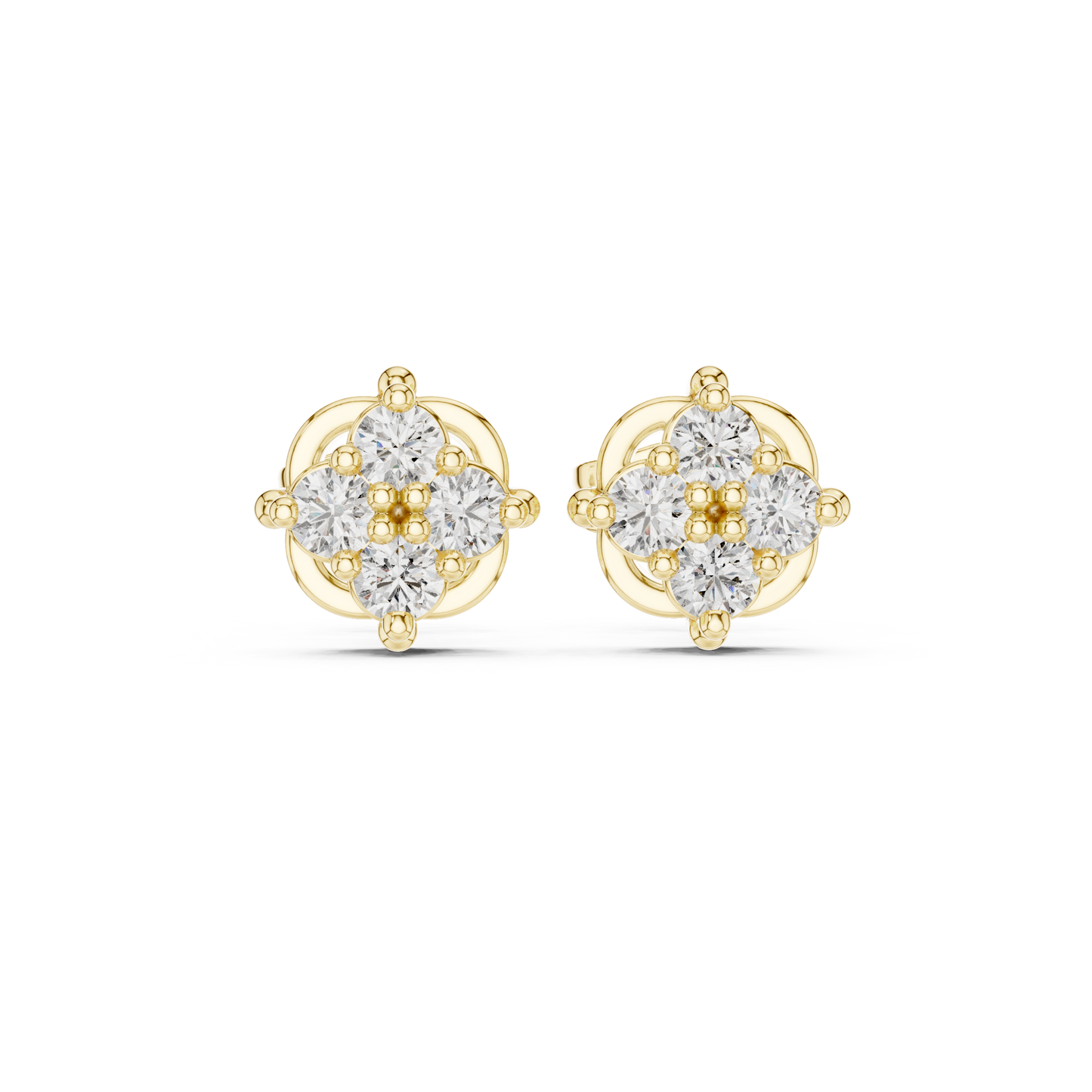 Everyday Diamond Stud Earrings | Floral Cluster Gold Earrings | Understated Luxury Look