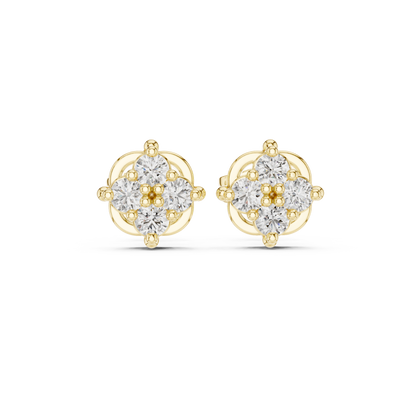 Everyday Diamond Stud Earrings | Floral Cluster Gold Earrings | Understated Luxury Look