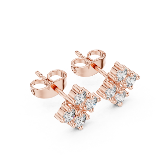 Maison-Style Diamond Floral Studs | Old-Money Elegance Gold Earrings | Heritage Diamond Blossom Studs | Heirloom-Inspired Luxury Earrings