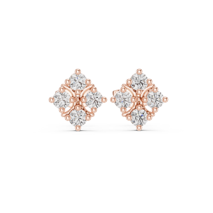 Maison-Style Diamond Floral Studs | Old-Money Elegance Gold Earrings | Heritage Diamond Blossom Studs | Heirloom-Inspired Luxury Earrings