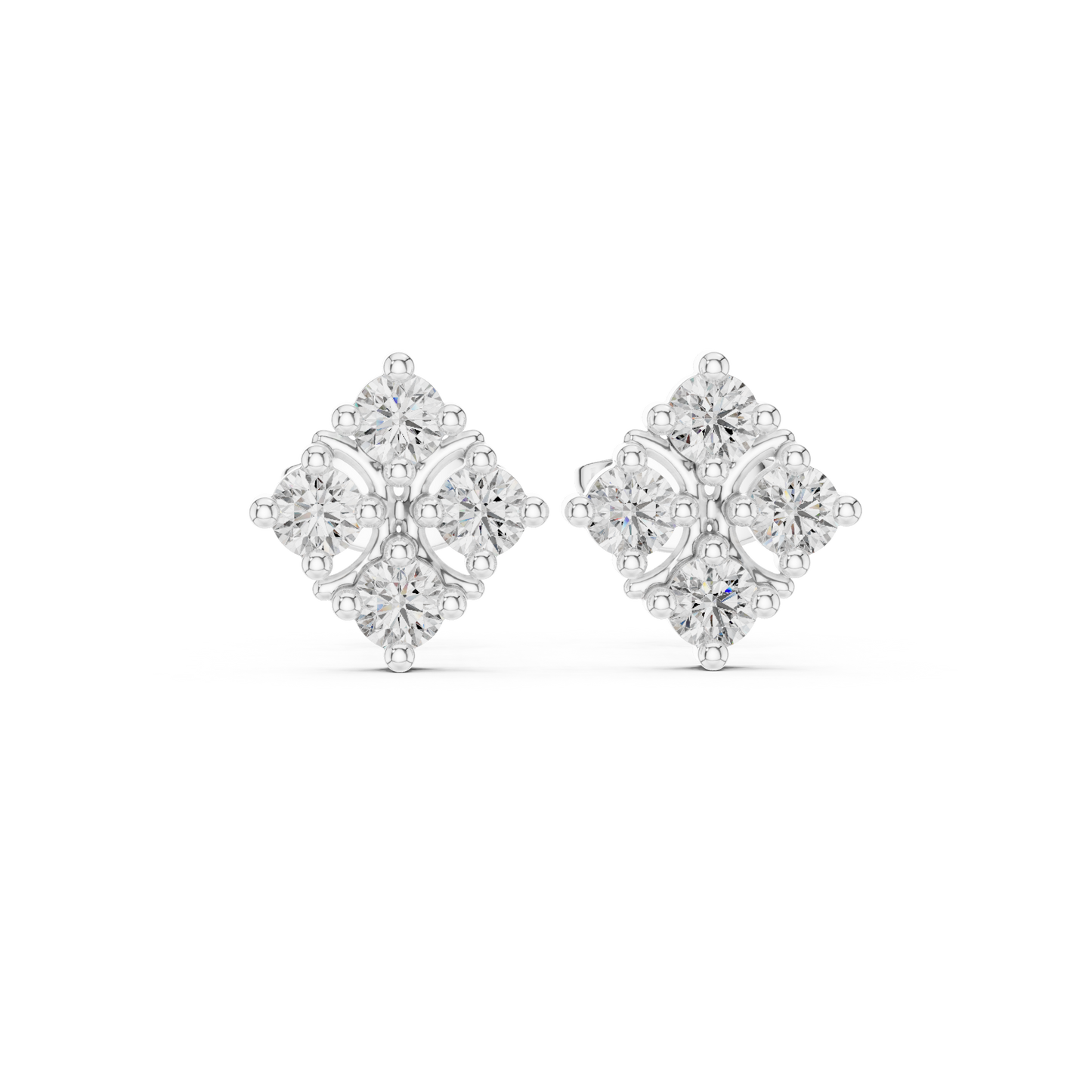 Maison-Style Diamond Floral Studs | Old-Money Elegance Gold Earrings | Heritage Diamond Blossom Studs | Heirloom-Inspired Luxury Earrings
