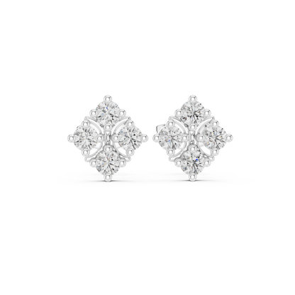 Maison-Style Diamond Floral Studs | Old-Money Elegance Gold Earrings | Heritage Diamond Blossom Studs | Heirloom-Inspired Luxury Earrings