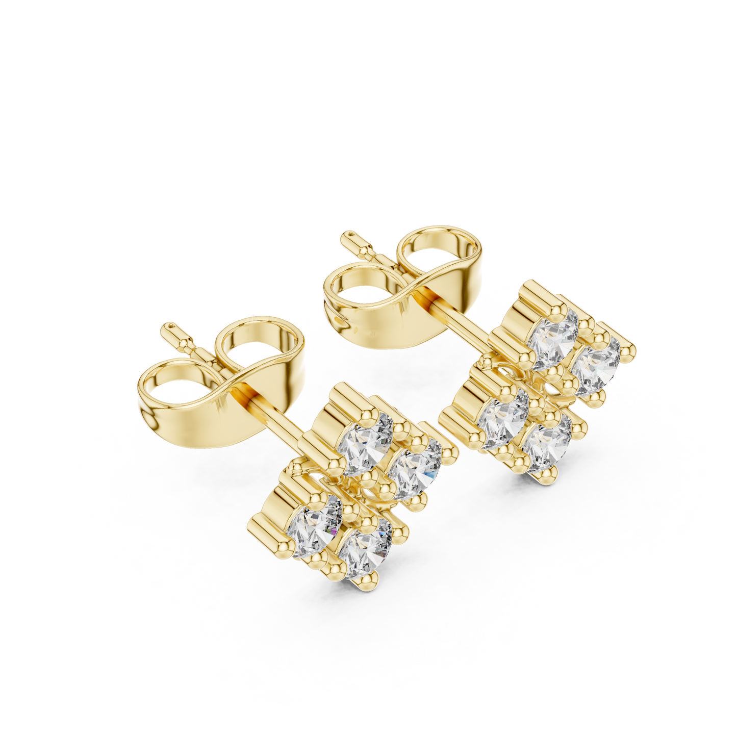 Maison-Style Diamond Floral Studs | Old-Money Elegance Gold Earrings | Heritage Diamond Blossom Studs | Heirloom-Inspired Luxury Earrings