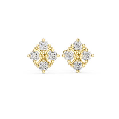 Maison-Style Diamond Floral Studs | Old-Money Elegance Gold Earrings | Heritage Diamond Blossom Studs | Heirloom-Inspired Luxury Earrings