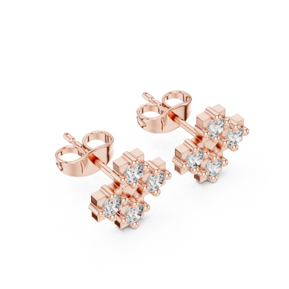 Diamond Cross Stud Earrings in 925 Sterling Silver | Luxury Minimalist Bridal Everyday Studs