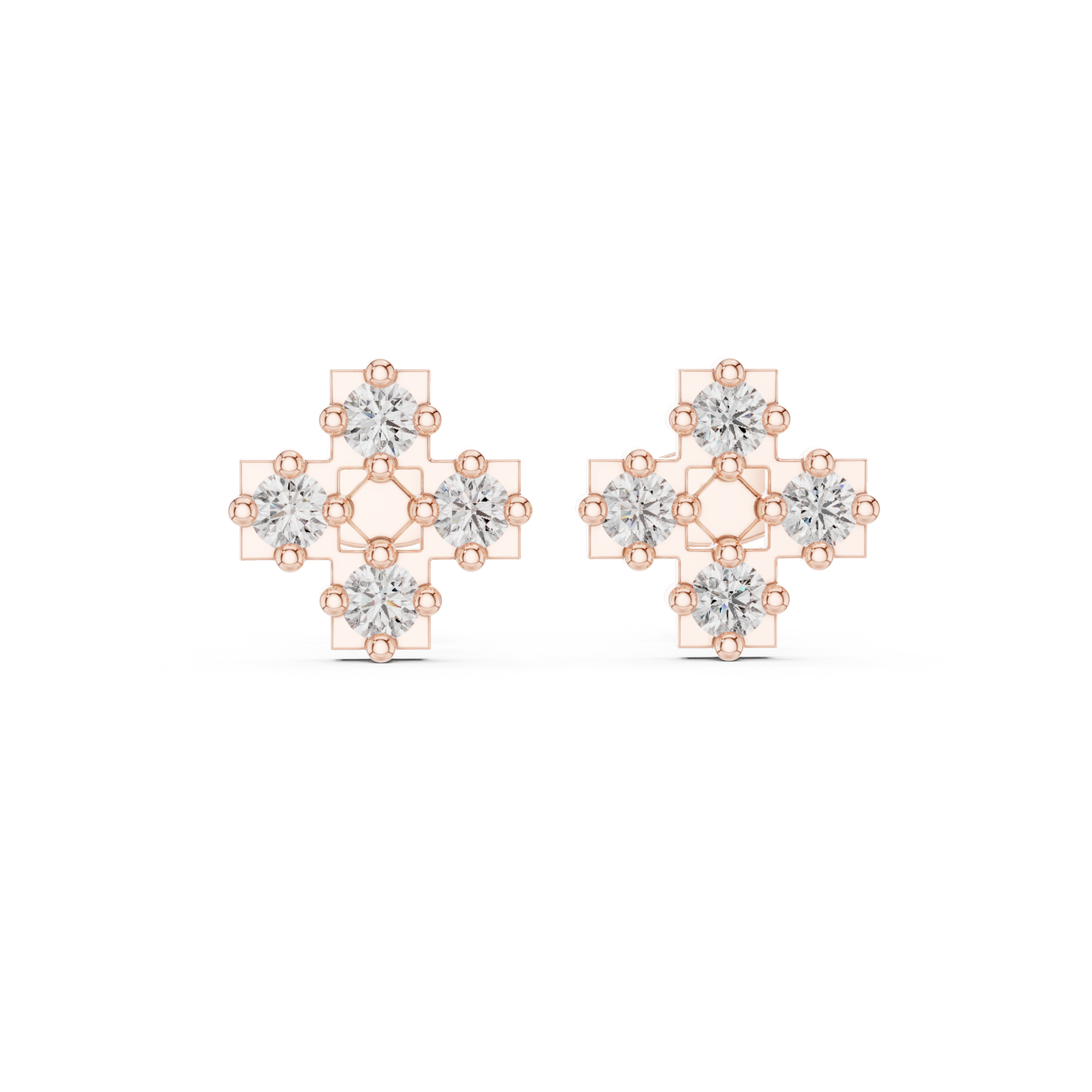 Diamond Cross Stud Earrings in 925 Sterling Silver | Luxury Minimalist Bridal Everyday Studs