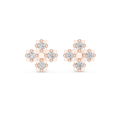 Diamond Cross Stud Earrings in 925 Sterling Silver | Luxury Minimalist Bridal Everyday Studs