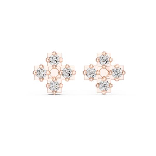 Diamond Cross Stud Earrings in Solid Gold | Luxury Minimalist Bridal Everyday Studs