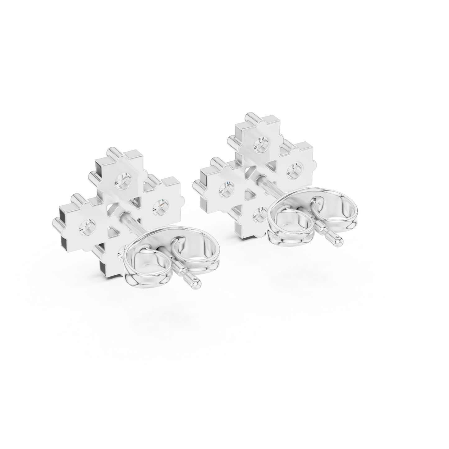 Diamond Cross Stud Earrings in 925 Sterling Silver | Luxury Minimalist Bridal Everyday Studs