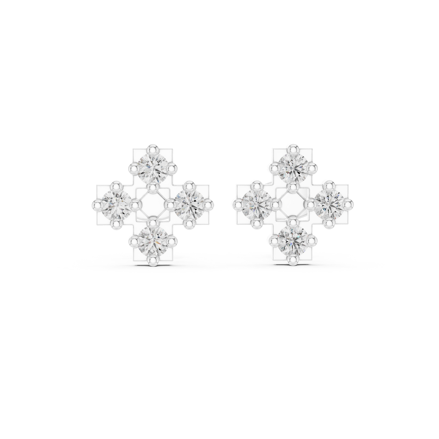 Diamond Cross Stud Earrings in 925 Sterling Silver | Luxury Minimalist Bridal Everyday Studs